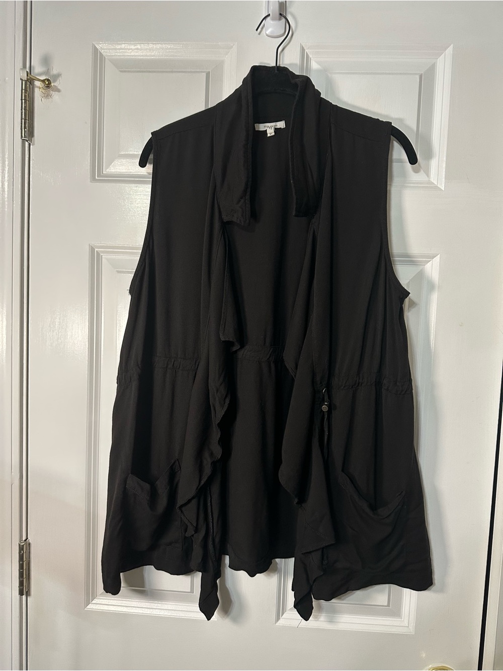 Maurices Black Draped Open-Front Sleeveless Vest